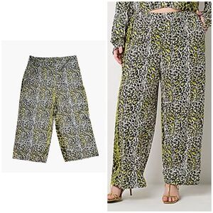 Bold Elements Leopard Print Wide-Leg Pants, XL Petite